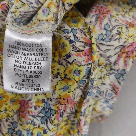 Umgee Liberty Floral Peplum Peasant Crop Tank Top Women's L Ruffle Strap Smocked - Picture 8 of 10